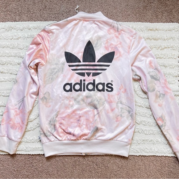 Adidas Originals Pastel Pink Floral Trefoil Track Jacket - Picture 7 of 7